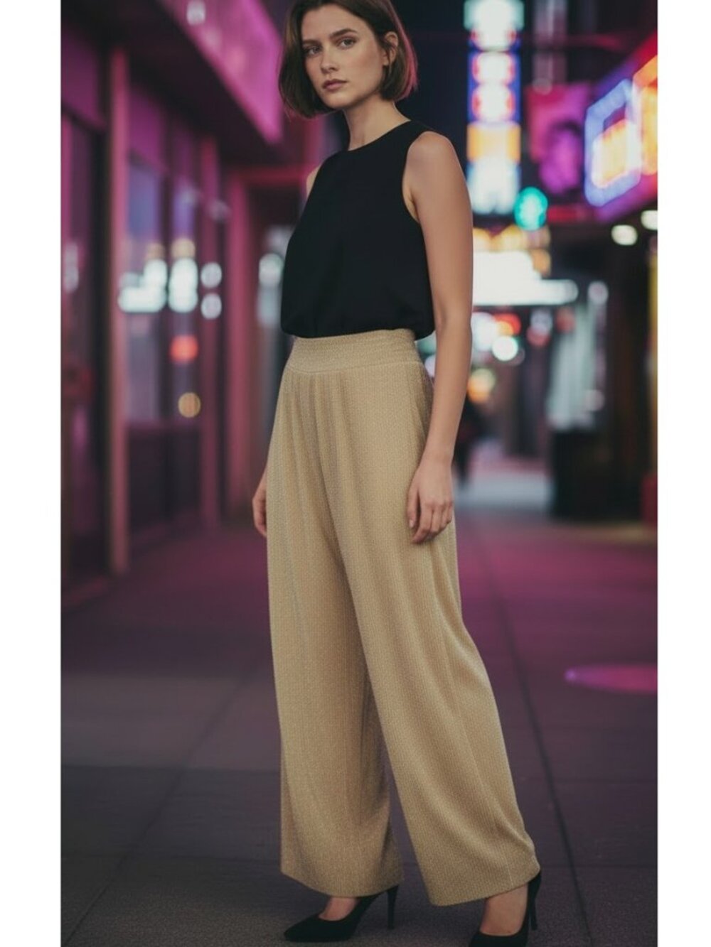 Stunning Divided Gold With Glitter Shear Pants with Modesty Shorts Size Medium